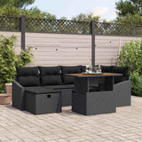 vidaXL Garden Sofa Set 7 pcs Black poly rattan