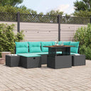 vidaXL Tuinbank Set 7 st Zwart poly rattan
