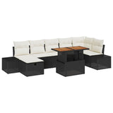 vidaXL Tuinbank Set 8 pcs Zwart poly rattan