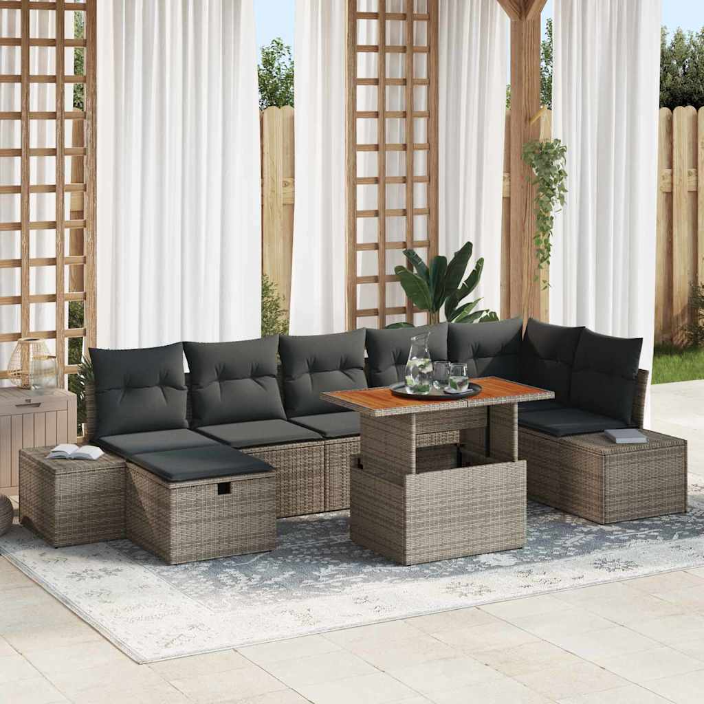 vidaXL Tuinbank Set 8 pcs Zwart poly rattan