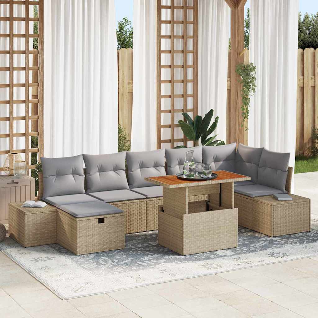 vidaXL Tuinbank Set 8 pcs Zwart poly rattan