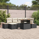 vidaXL Tuinbank Set 7 pcs Zwart poly rattan