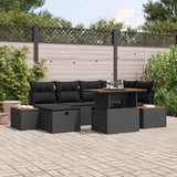 vidaXL Tuinbank Set 7 pcs Zwart poly rattan
