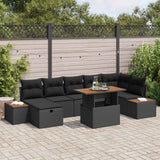 vidaXL Garden Bench Set 8 pcs Black Poly Rattan