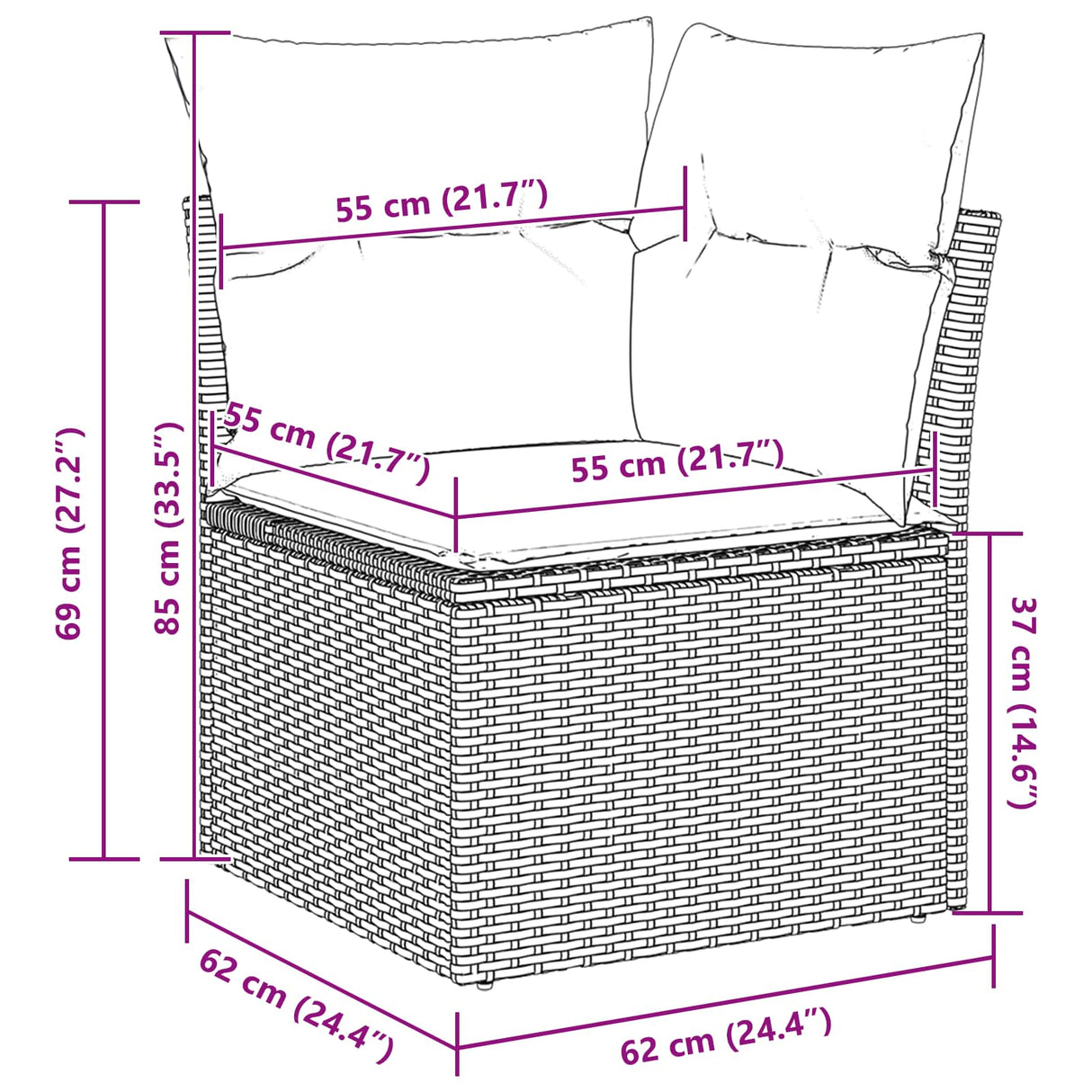 vidaXL Garden Sofa Set 9 pcs Black poly rattan