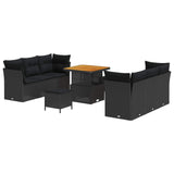 vidaXL Garden Sofa Set 9 pcs Black poly rattan