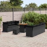 vidaXL Tuinbank Set 10 pcs Zwart poly rattan