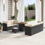vidaXL Tuinbank Set 10 pcs Zwart poly rattan