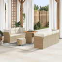vidaXL Tuinbank Set 10 pcs Zwart poly rattan