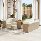 vidaXL Tuinbank Set 10 pcs Zwart poly rattan