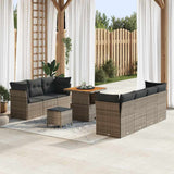 vidaXL Tuinbank Set 10 pcs Zwart poly rattan
