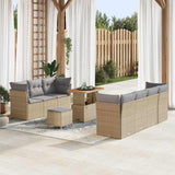 vidaXL Tuinbank Set 10 pcs Zwart poly rattan