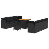 vidaXL Tuinbank Set 11 pcs Zwart poly rattan