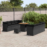 vidaXL Tuinbank Set 11 pcs Zwart poly rattan