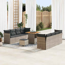 vidaXL Tuinbank Set 11 pcs Zwart poly rattan