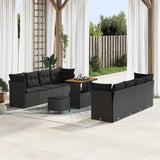 vidaXL Tuinbank Set 11 pcs Zwart poly rattan