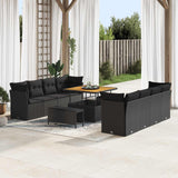 vidaXL Tuinbank Set 11 pcs Zwart poly rattan