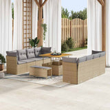 vidaXL Tuinbank Set 11 pcs Zwart poly rattan