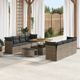vidaXL Tuinbank Set 11 pcs Zwart poly rattan