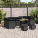 vidaXL Tuinbank Set 10 pcs Zwart poly rattan