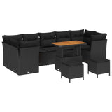 vidaXL Tuinbank Set 10 pcs Zwart poly rattan