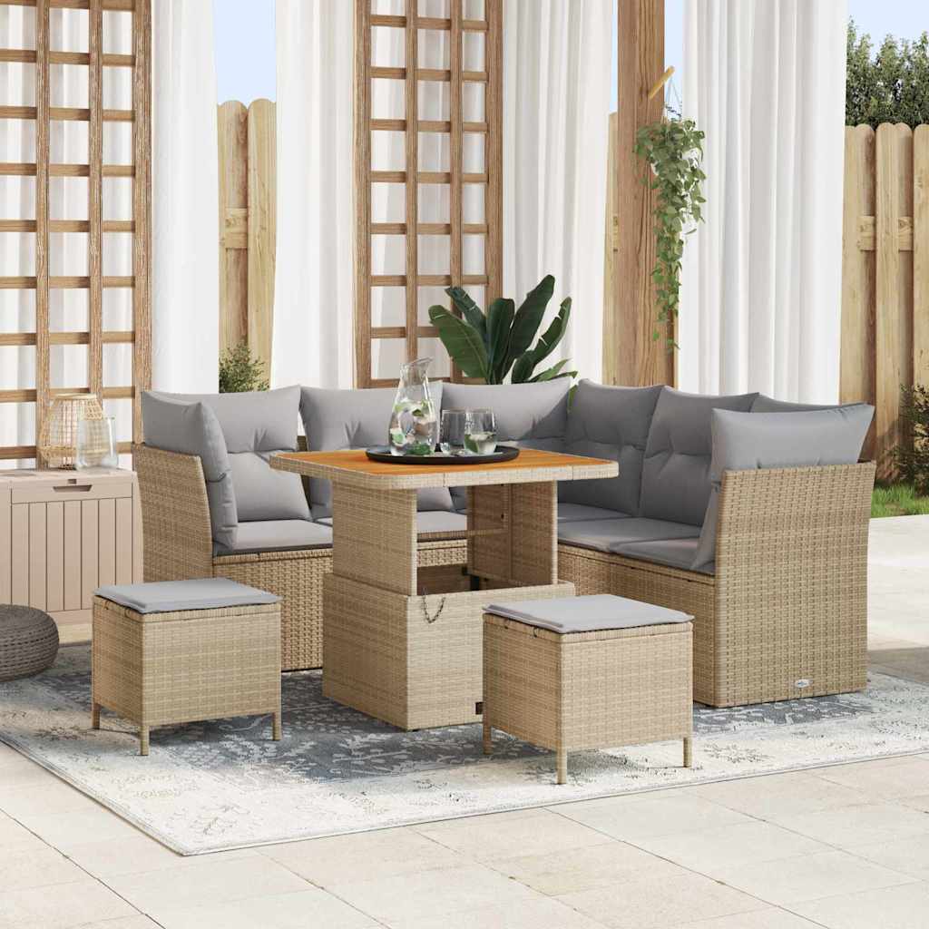 vidaXL Tuinbank Set 8 pcs Zwart poly rattan