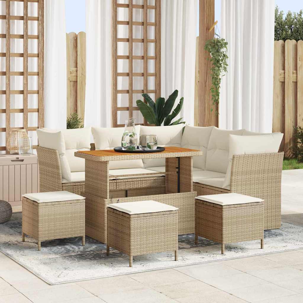 vidaXL Tuinbank Set 8 pcs Zwart poly rattan