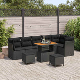 vidaXL Garden Sofa Set 9 pcs Black poly rattan
