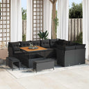 vidaXL Tuinbank Set 12 pcs Zwart poly rattan