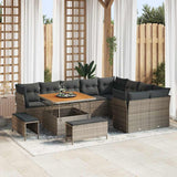 vidaXL Tuinbank Set 12 pcs Zwart poly rattan