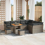 vidaXL Tuinbank Set 12 pcs Zwart poly rattan