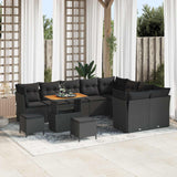 vidaXL Tuinbank Set 12 pcs Zwart poly rattan
