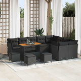 vidaXL Tuinbank Set 12 pcs Zwart poly rattan