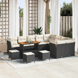vidaXL Tuinbank Set 12 pcs Zwart poly rattan