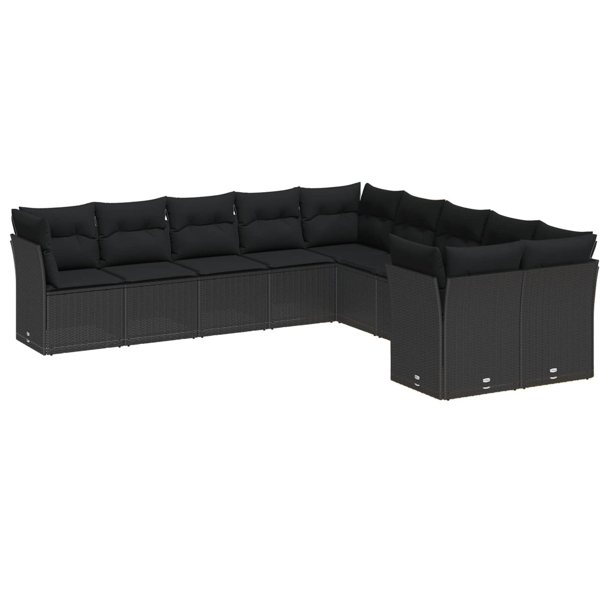 vidaXL Tuinbank Set 13 pcs Zwart poly rattan