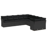 vidaXL Tuinbank Set 13 pcs Zwart poly rattan