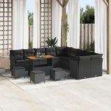 vidaXL Tuinbank Set 13 pcs Zwart poly rattan
