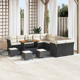 vidaXL Tuinbank Set 13 pcs Zwart poly rattan