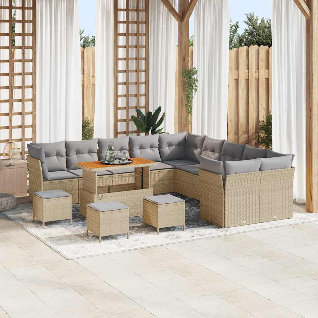vidaXL Tuinbank Set 13 pcs Zwart poly rattan