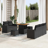 vidaXL Garden Lounge Set with cushions 8 pcs Black poly rattan
