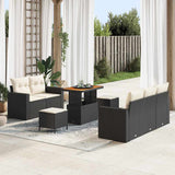 vidaXL Garden Lounge Set with cushions 8 pcs Black poly rattan