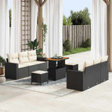 vidaXL Garden Lounge Set 9 pcs Black poly rattan