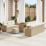 vidaXL Tuinbank Set 10 pcs Zwart poly rattan