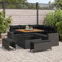 vidaXL Tuinbank Set 8 pcs Zwart poly rattan