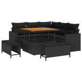 vidaXL Tuinbank Set 8 pcs Zwart poly rattan
