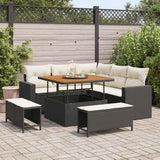 vidaXL Tuinbank Set 8 pcs Zwart poly rattan
