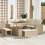 vidaXL Tuinbank Set 8 pcs Zwart poly rattan