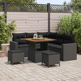 vidaXL Tuinbank Set 8 pcs Zwart poly rattan