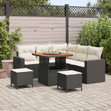 vidaXL Tuinbank Set 8 pcs Zwart poly rattan