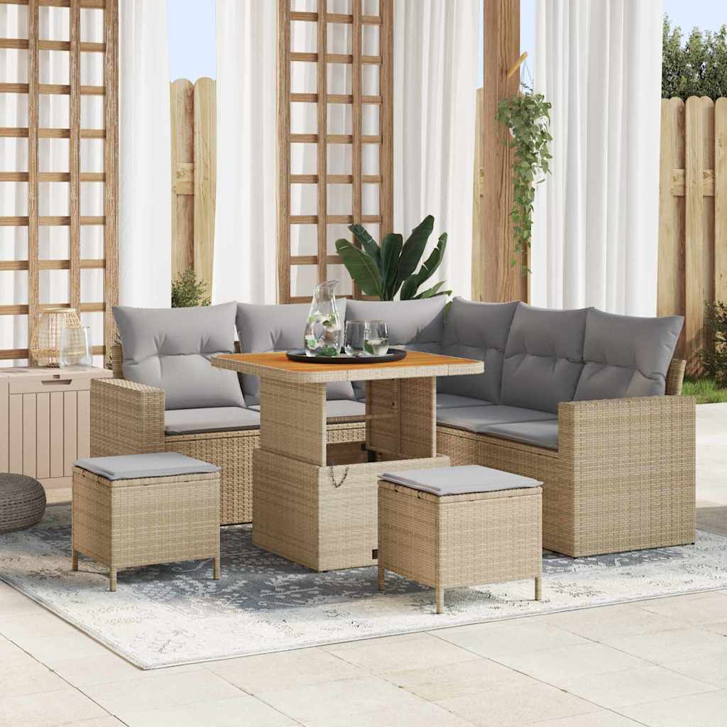 vidaXL Tuinbank Set 8 pcs Zwart poly rattan